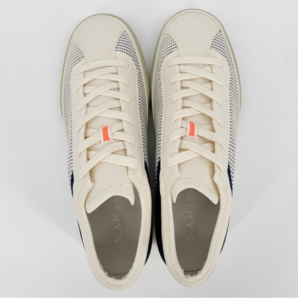 Rothy’s The Lace Up Sneakers Classic Navy & Off White Cream - Picture 4 of 5